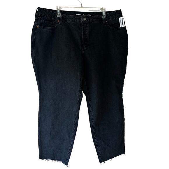 NEW Old Navy Jeans High Rise Curvy OG Straight Button Fly Black Denim Women's 20 - Picture 1 of 11